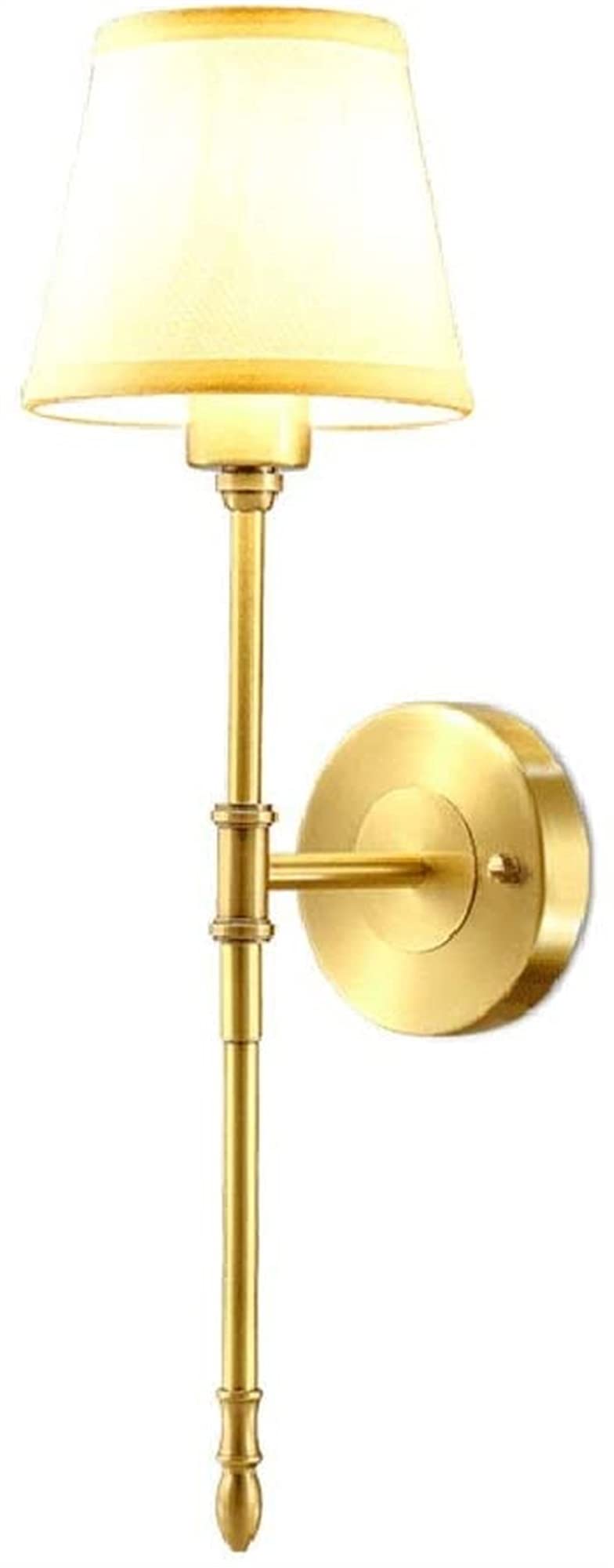 KBUUKYYXouy Wall Lamps for Bedroom Country Brass Wall Light Long Pole Double Cloth Lampshade Bedroom Bedside Wall Sconce Hotel Restaurant Hallway Lighting,Single(Single)