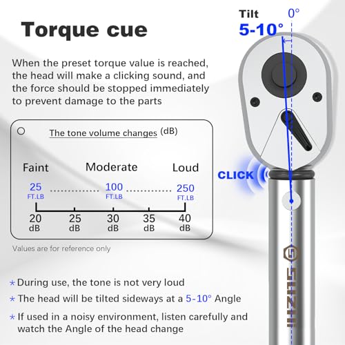 Image of SuZhi 1 /2 Inch Torque Wrench 25-250 ft-lb /33.9-339 N.M /Aluminum Alloy handle & Cr-Mo Material Head, Heavy Duty, Professional,Dual Direction, Store in Solid Case