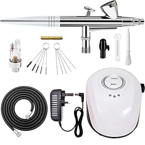 GANZTON 19B Mini Airbrush Kompressor Set Professionelle Airbrush Luft Kompressor Kit Speziellen Luftkompressor mit 0.4mm 10L Double Action Airbrush Pistole f¨¹r Sch?nheit,Make-up,Tattoo,Kuchen