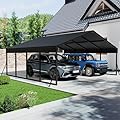 RTDTD 20x20 FT Metal Carport,Heavy Duty Cart Ports Canopy with Corrugated Metal Roof,Metal Car Garage Outdoor Galvanized Car Shelter for Cars, Boats, Pickups and Tractors