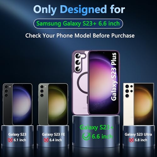 Image of OWKEY for Samsung Galaxy S23 Plus Case 6.6'', Magnetic S23 Plus Case Compatible with Magsafe, [Military Grade Shockproof] Translucent Back Slim Bumper Cover Phone Case Galaxy S23 Plus case, Purple