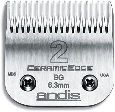Andis 63030 Ceramic Edge Carbon-Infused Detachable Steel Clipper Blade - Ceramic Cutting Technology, Stays Sharper Longer - Fits All Andis Series - Size 2, 1/4-Inch (6.3mm) Cut Length, Silver