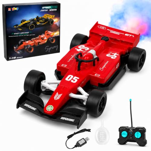 Image of F1 Remote Control Car - Red | Toys for Boys & Girls | rc car 4x4 | Toy Car| High-Speed RC Toy Car | LED Headlight | Smoke Feature | Birthday Gift for Kids