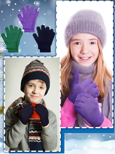 Image of EBOOT 3 Pairs Winter Kids Gloves Warm | Toddler Gloves for Boys Girls Outdoor, Full Finger Fluffy Soft Mittens for 1-11 Years Children, Multiple Colors