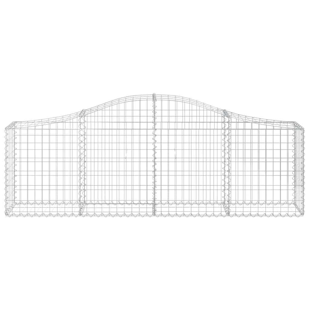 5 cestas para gaviones con arco alto, 200 x 30 x 60/80 cm, alambre galvanizado | Pared de gavión estable como barrera arqueada de jardín y privacidad para terraza, jardín delantero o exterior.