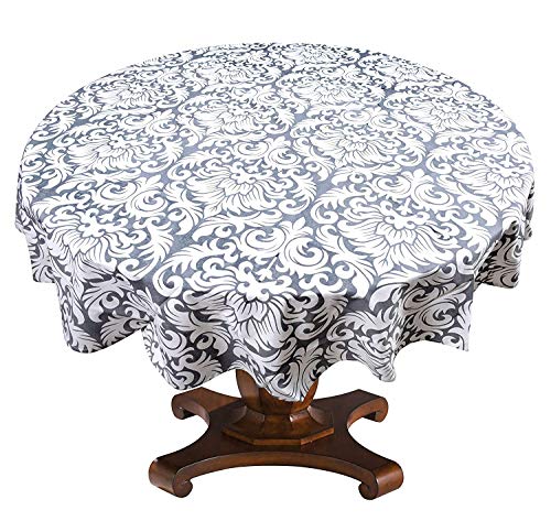Miyanbazaz textiles 100% Cotton Printed Dining Table Cover / Round Tablecloth (Grey, 65 Inch Round)
