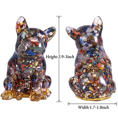 Nupuyai Various Stones French Bulldog Carved Crystal Animal Statue Ornament - Image 2