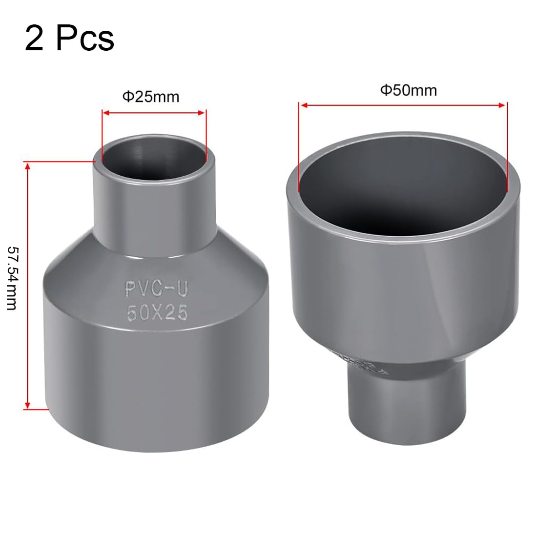 TA-VIGOR 2Pcs PVC DWV Reducing Coupling - Image 2