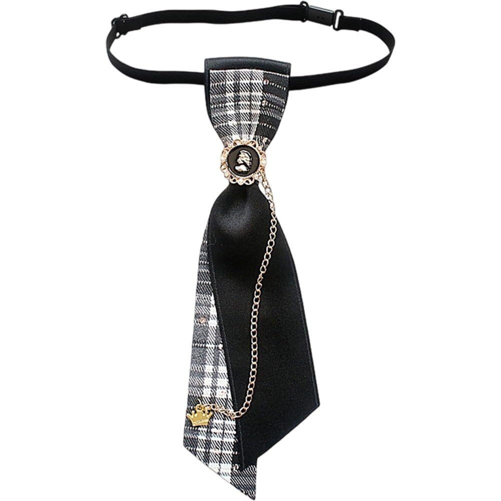 Fituenly Metal Chain Crystal Pendant Bowtie, Gothic Steampunk Rhinestone Necktie for Women, Luxury Decorative Jewelry Bow Tie for Wedding Party