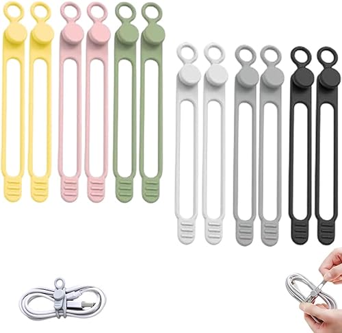 Miniatura 9 de Organizador de Cables de Datos, 2025 Nuevas Correas de Cable de Silicona Elástica, Sujetadores de Cables Reutilizables para Agrupar y Sujetar 18