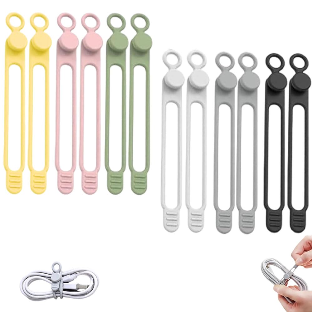 Data Cable Organizer 2025 New Elastic Silicone Cable Straps Cord Organizer Reusable Cable Ties Wire Organizer for Bundling