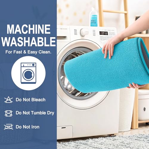 Image of OLANLY Thick Memory Foam Bath Mat Rug 30x20, Extra Soft Absorbent Bathroom Rug, Quick Dry Bath Mats, Non-Slip, Machine Washable Carpet for Bathroom, Tub and Shower, Home Decor Accessories, Aqua Sky