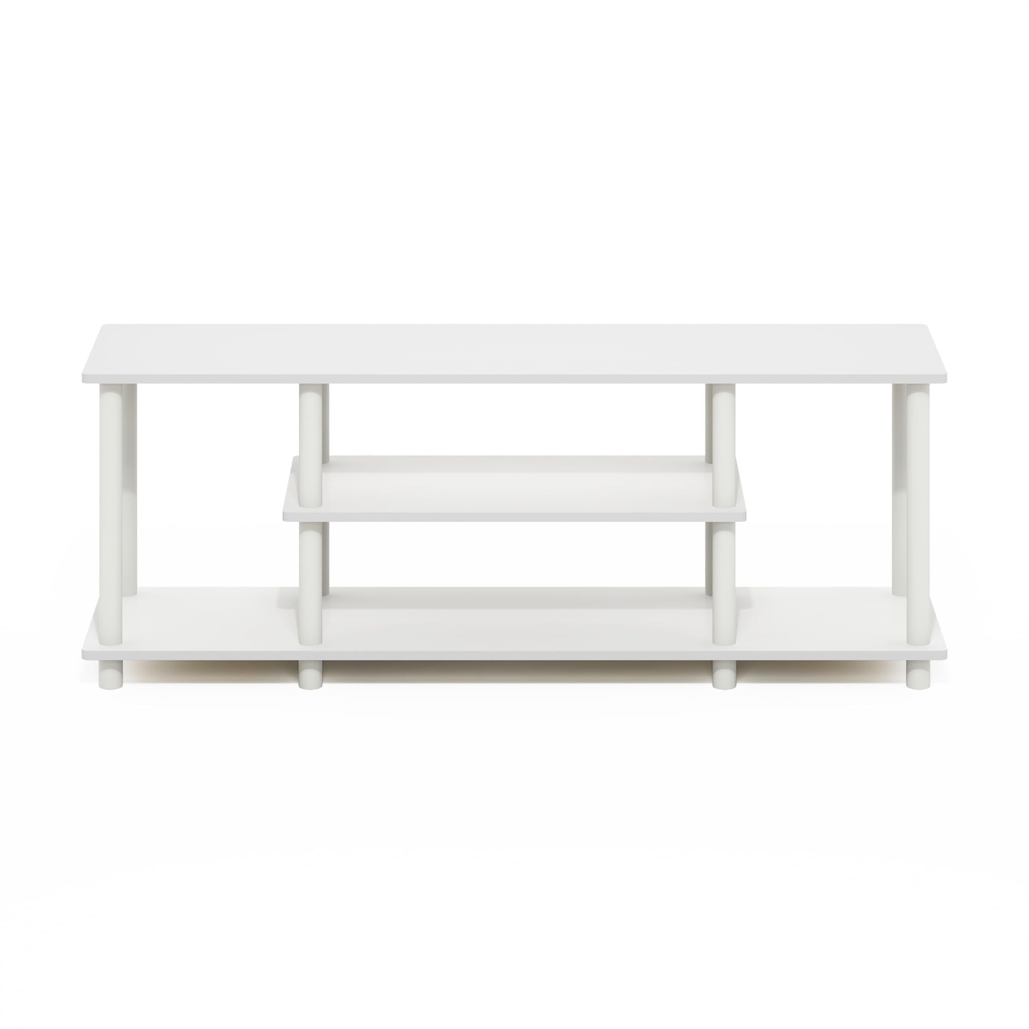 Furinno Turn-N-Tube Soporte para TV De 3 Niveles Sin Herramientas 3D Consola para TV De hasta 50 Pulgadas para Sala De Estar Y Dormitorio Color Blanco