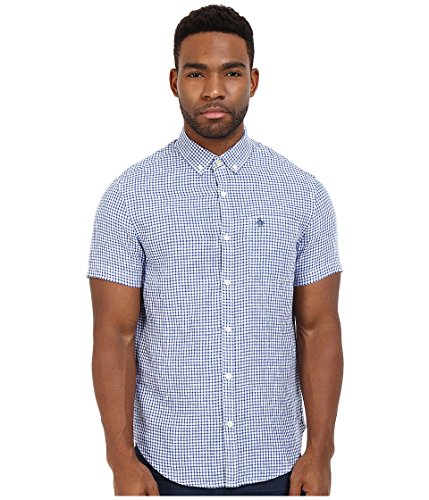 Original Penguin Men's Short Sleeve Linen Gingham Button Down Shirt
