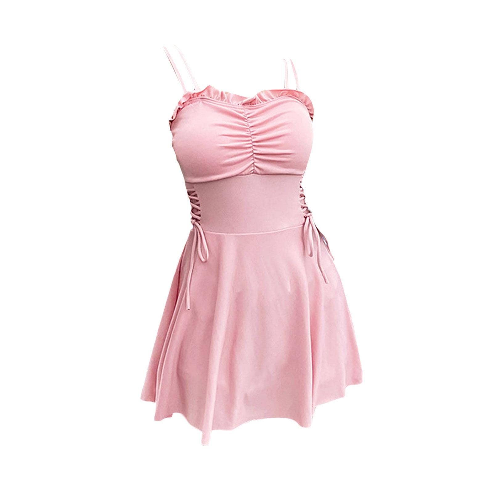 MERISHOPP®Women Swimsuits Solid V-Neck Push Up Swim Skirt Beach Bathing Suit Pink XL|Clothing, Shoes & Accessories|Womens Clothing|Swimwear-image-32
