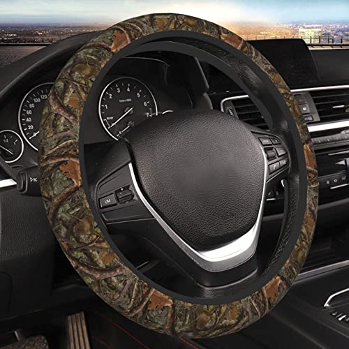 Funda de neopreno para volante de camuflaje forestal universal de 15 pulgadas para volante de coche para mujeres y hombres