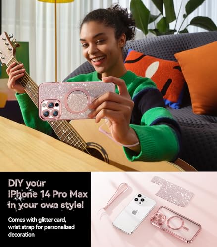 Protection complète objectif iPhone 14 Pro Max coque pailletée MagSafe