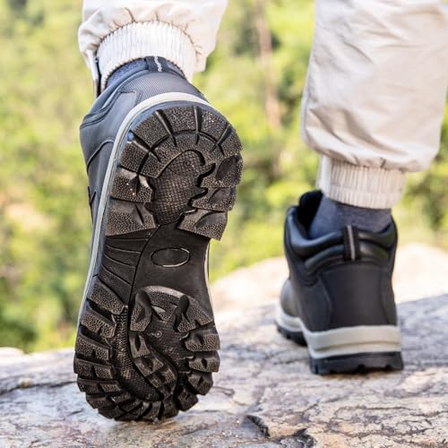 Image of CC-Los Men's Waterproof Hiking Boots Mid-top Boots Lightweight Non-slip High-Traction Grip Black Size 10
