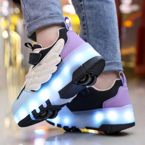 Image of Nsasy Roller Shoes Kids Roller Skates Shoes Girls Boys Wheels Shoes Become Sport Sneaker with Led for Children Gift
