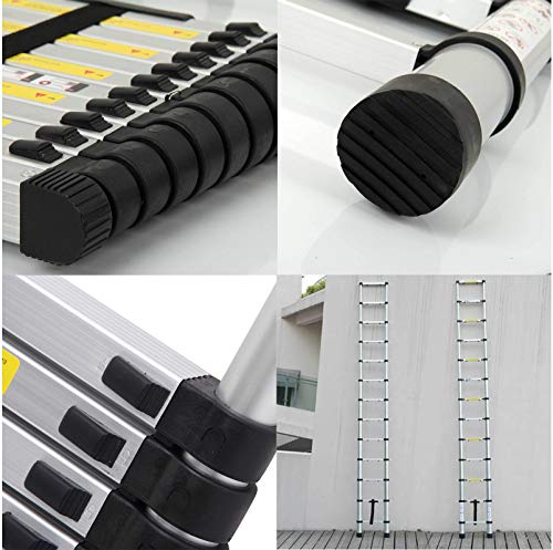 Dicn 10.5 Feet Extension Ladder Aluminum Telescoping Style 330Lb Max Load Folding Collapsible Portable Light Weight For Diy Builder Roof Work Indoor Outdoor thumb #6