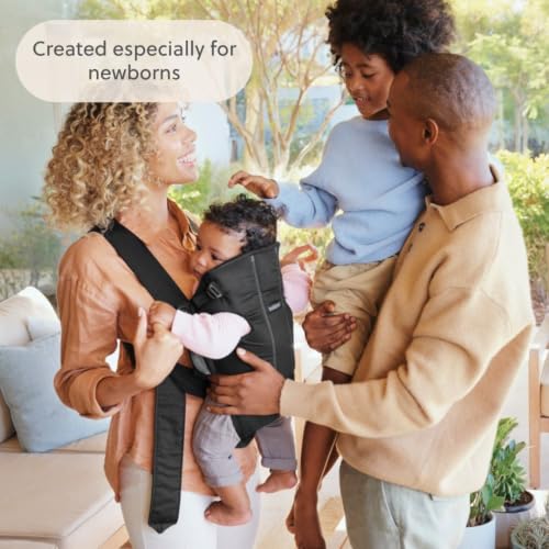Image of BabyBjorn Baby Carrier Mini, Black, Woven | Newborn Carrier (7-15 lbs), Ergonomic, Easy-to-Use