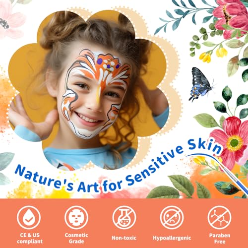 Janolia Gesichtsfarbe Kinderschminken Set, Bodypainting Farben für Theaterschminke, Kinderschminke Wasserbasis, 20 Farben Faschingsschminke Face Paint, Ideal Kinderschminke Set für Halloween Karneval