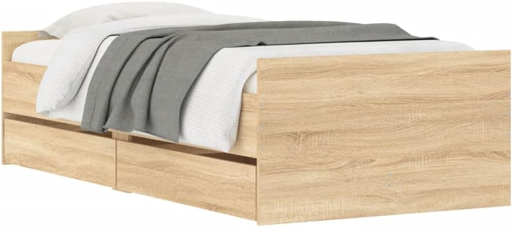 vidaXL Bed Frame with Drawers Sonoma Oak 90 x 200 cm