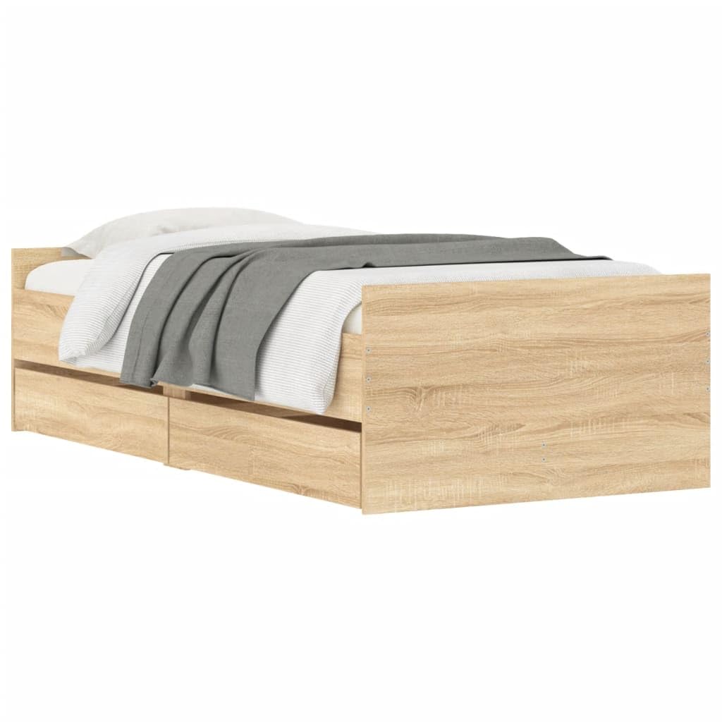 vidaXL Estructura de Cama con cajones Roble Sonoma 90x200 cm