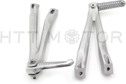 Miniatura 5 de HTTMT MT390-005 - Soporte de clavijas de pie para pasajero trasero de color plateado pulido compatible con Yzf R1 2004-2008