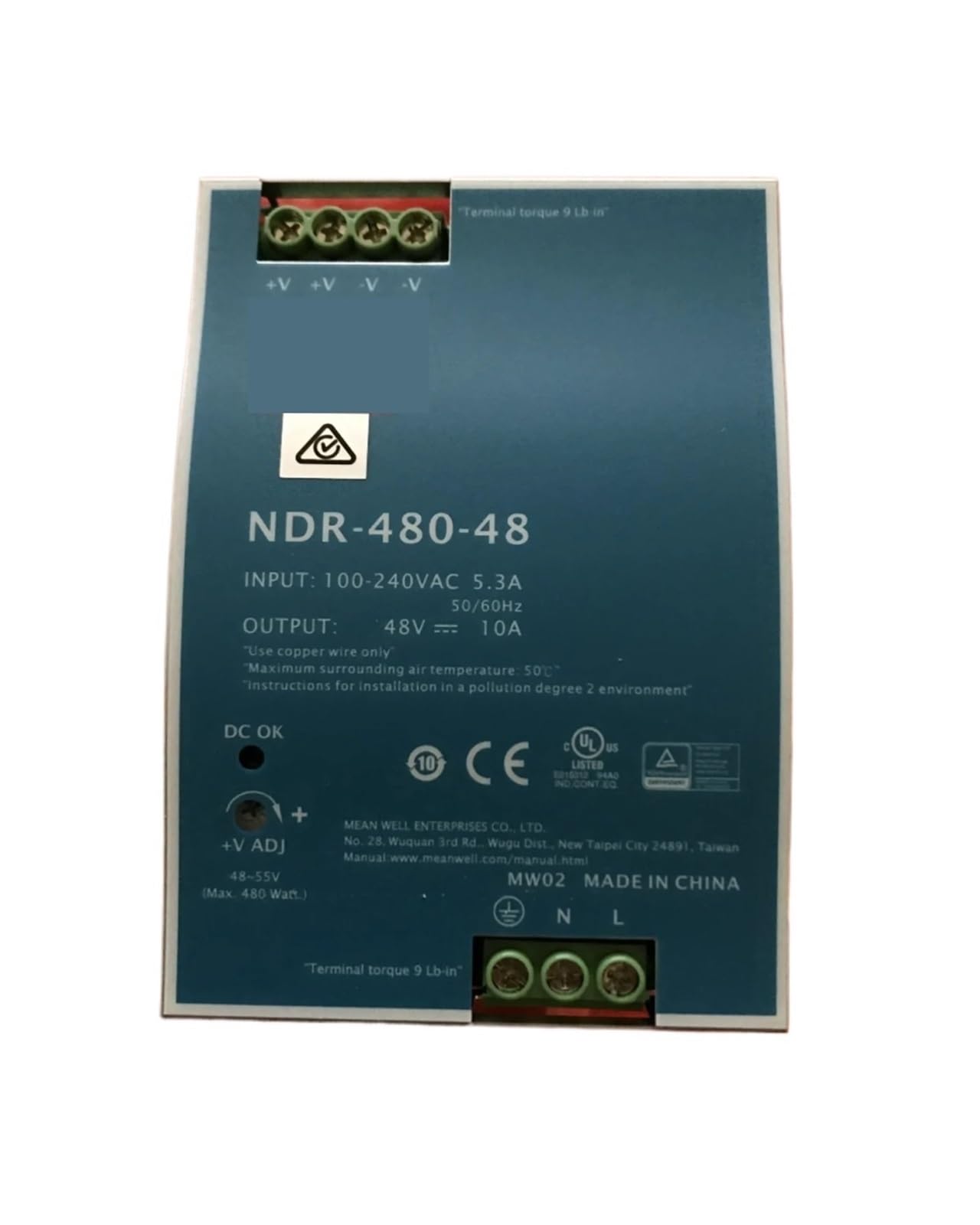 GWRQXWCKA Regulated Rail Switching Power Supply NDR-480-48 480W 48V 10A