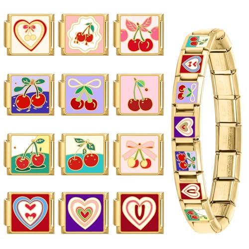 papasgix Customized Italian Charm Bracelet - Personalized Choose 10 from 100 Gold Charms, 10mm*9mm DIY Italian Bracelet with Tool for Women Men Stainless Steel Jewerly Gifts3