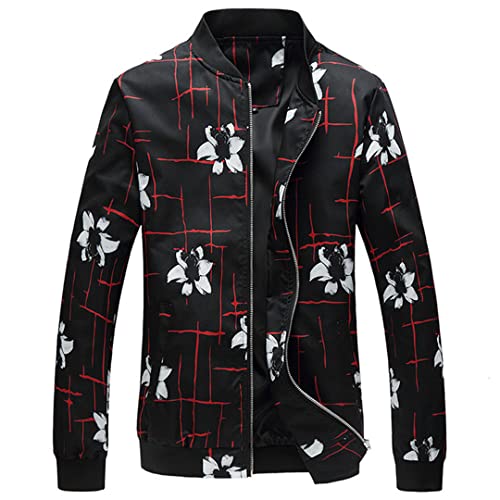 Veste bomber homme coupe-vent et légère à imprimé floral noir