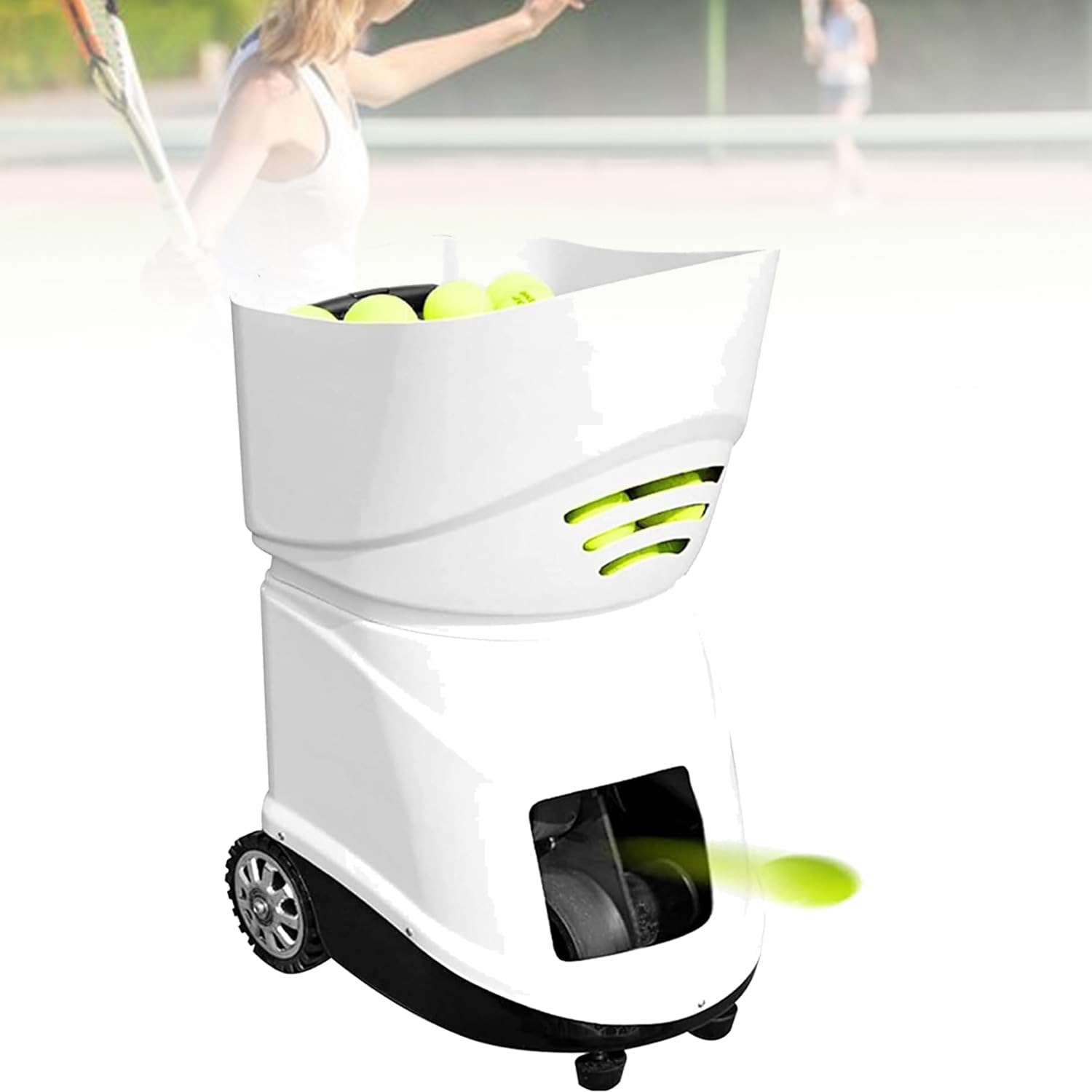 Lanzador automático de pelotas de tenis, capacidad para 150 pelotas, tiempo de funcionamiento de 8 horas, velocidad de 20 a 140 km/h para práctica de múltiples pelotas