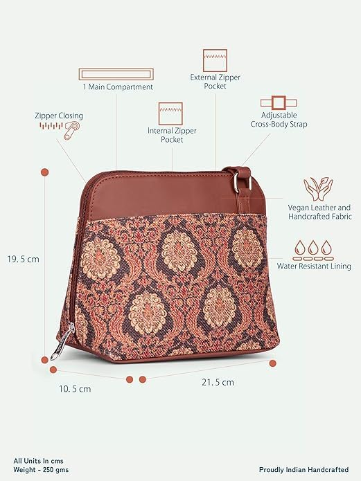 Women’s Printed Crossbody Sling Bag – Vegan Leather Handbag with Adjustable Strap, Stylish Small Purse for Travel, Daily Use & Casual Wear