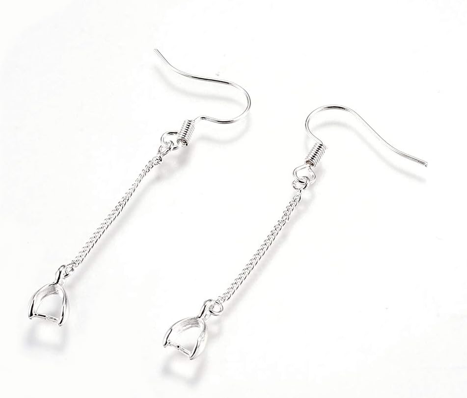 Craftdady 10Pcs Sterling Silver Pendant Clasp Earring Hooks 22mm Fish Hook Ear Wires with Pinch Bails for Jewelry Making