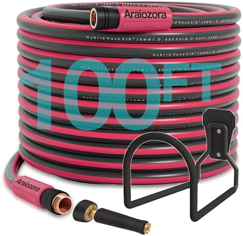 Heavy Duty Flexible Rubber Garden Hose 100 Ft 5/8 Inch - Kink Resistant, All-Weather Lightweight Water Hose with 600 PSI Burst Pressure for Yard, Lawn & Car Wash - Thumbnail 2