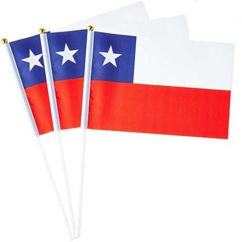 Chile Flag Chilean Hand Held Small Mini Stick Flags Decorations International Country World Flags For Party Festival Parades Parties Decor (20 pack) (Chile) Cover