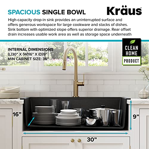 KRAUS Bellucci Workstation 33" Single Bowl Granite Kitchen Sink in Metallic Black w/Accessories, KGTW2-33MBL, Includes Dish Drainer/Dish Drying Rack - image 9