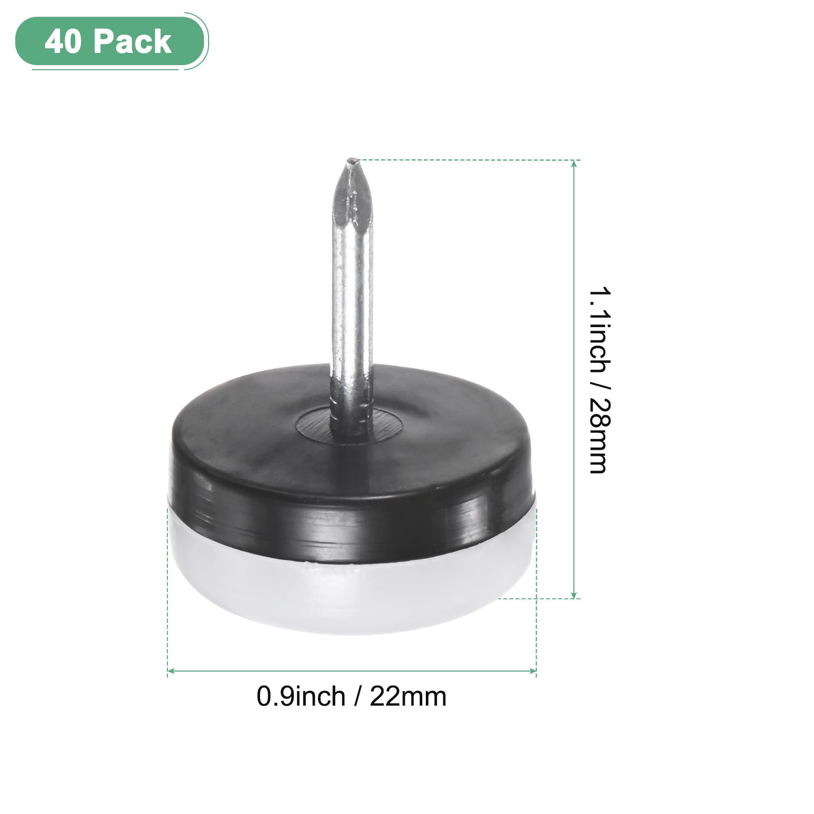 M METERXITY 40-Pack Furniture Sliders, 0.9" Nail-on Chair Leg Protectors for Hardwood Floors/Table/Chair/Wooden Floors - Image 3