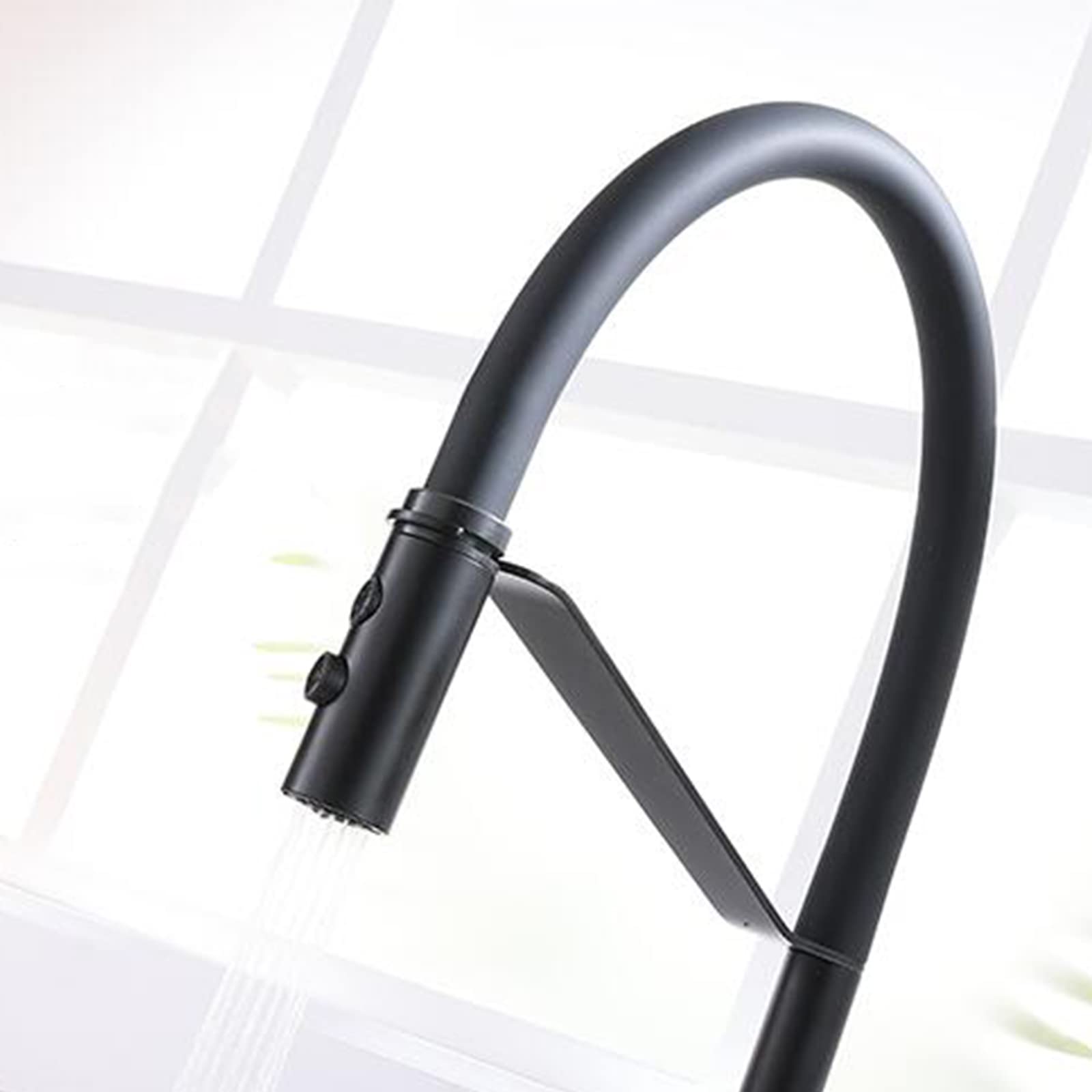 Mitigeur Cuisine Rabattable sous Fenetre, Robinetterie de Cuisine Pliable Pivotant Laiton Multifonction Robinet de Cuisine sous Fenetre-Noir