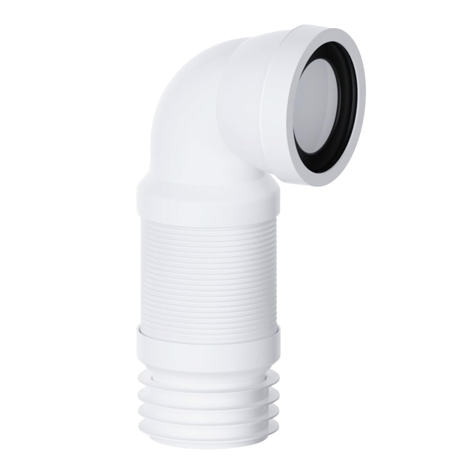PlumbEZ Flexible Bent Toilet Waste Pipe Connector 4'' (90mm/110mm) with Wire Reinforced Stability - Image 2