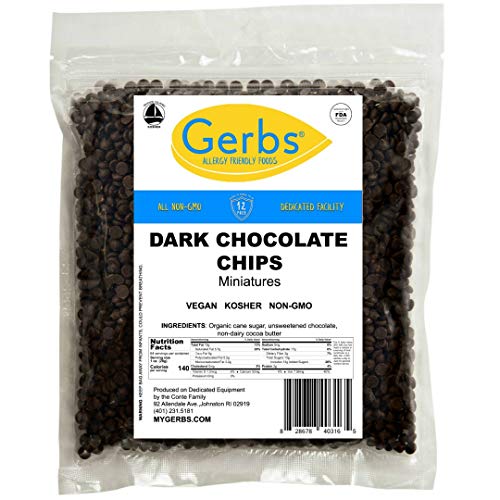 Gerbs Miniature Dark Chocolate Chips, 64 ounce re-closeable bag (semi-sweet), Top 14 Food Allergen Free & NON GMO, Product of Canada