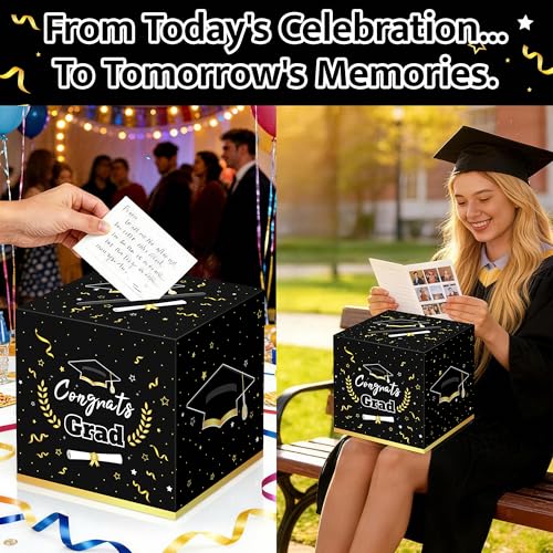 Image of Kelool Graduation Card Box 2026 Graduation Decorations 2026 Congrats Grad Card Boxes 9x 9 x 9 inches Gift Cards Box for Graduation Party Favors Decor Supplies Props