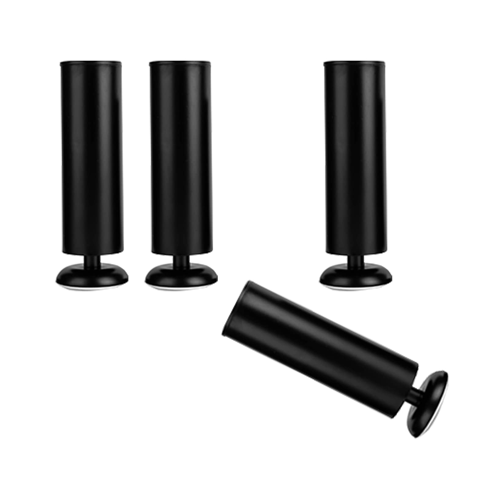 KFGISD, Office Table Legs,Height Adjustable,Couch Legs,Black Cylindrical Dresser Legs,Set of 4,Adjustable 1.5cm ，Metal Furniture Legs(18cm/7.1in)