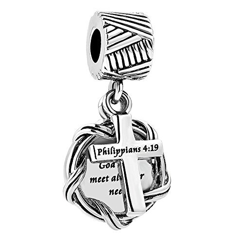 Image of Bible Cross Charm Dangle Bead for Bracelet