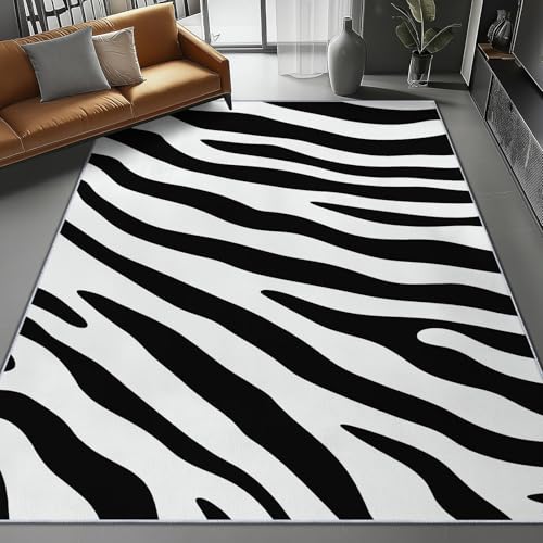 Alfombra Estilo Abstracto Salon Pelo Corto 80 x 150 cm, Antiincrustante Alfombra Simple Animales Piel De Cebra Estampado, Alfombras Lavables para Salon Comedor Habitacion