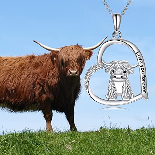 Yafeini Duck/Cat/Highland Cow Necklace Sterling Silver Blue Crystal Duck Pendant Jewelry Gifts For Women Girls… #TOP1