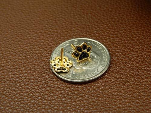 14k Yelow Gold Plated on 925 Sterling Silver with Crystal Paw Print Stud Earrings 5485 (Nickel Free)3