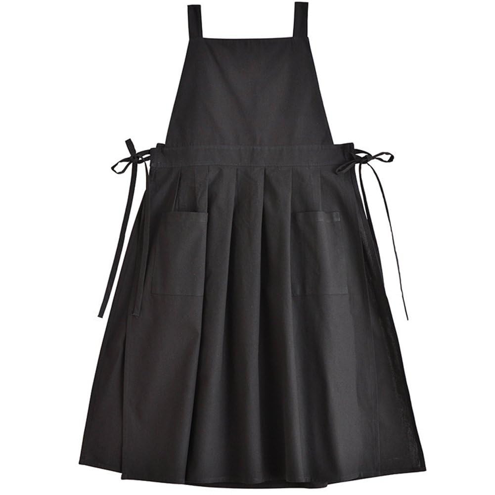Sslvya Kitchen Apron for Women, Adjustable Apron Dress for Women with Pockets Art Chef Aprons for Kitchen Baking Gardening Painting