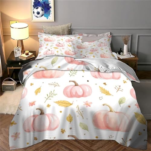 Parure de lit citrouilles roses housse de couette microfibre 135x200 - 6
